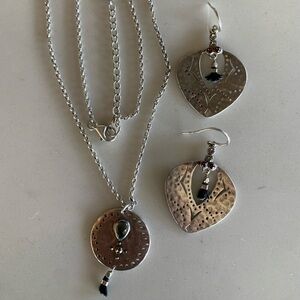 Silpada .925 Hammered Cut-Out Tassel Fringe Necklace and Earring Set